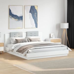 Cama con cabecero madera ingeniería blanco 160x200cm es1282