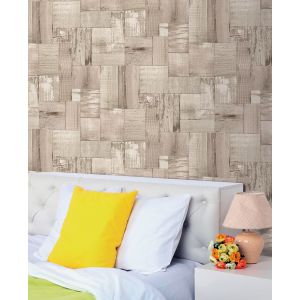 Papel pintado tnt textura madera crema