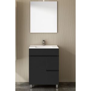 Mueble de baño isquia con lavabo y espejo 60x45cm grafito
