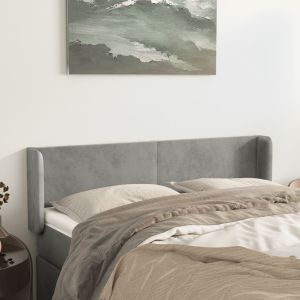 Cabecero de terciopelo gris claro 147x16x78/88 cm eso3076