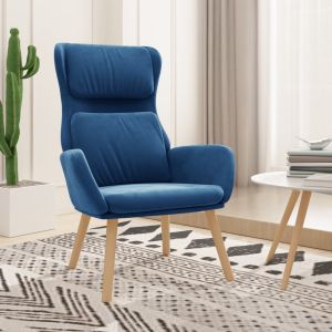 Sillón de relax de terciopelo azul qweo3741
