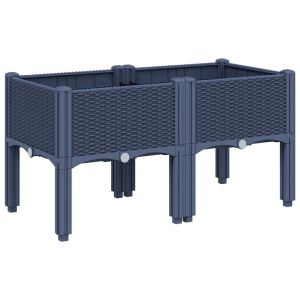 vidaXL jardinera con patas pp azul gris 80x40x42 cm