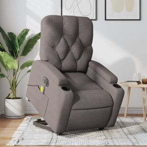 Sillón de masaje eléctrico reclinable elevable tela taupé qweo5595