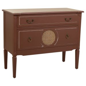 Cómoda de madera y ratán con 2 cajones marrón 88x38x72h cm