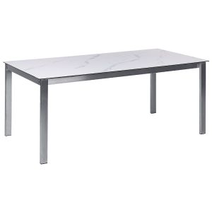 Mesa de jardín cosoleto 180 cm 90 cm vidrio efecto mármol blanco