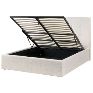 Cama con almacenaje lorient bouclé blanco crema 140 x 200 cm