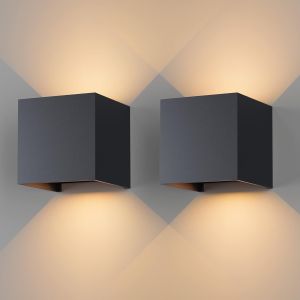 Lámpara de pared 2 uds. Interior y exterior impermeable 12 w 3000 k