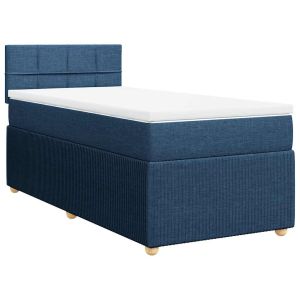 vidaXL cama box spring con colchón tela azul 100x200 cm