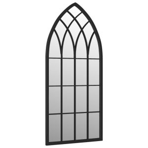 vidaXL espejo de jardín negro hierro para exterior 100x45 cm