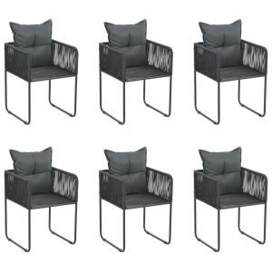 vidaXL sillas de jardín con cojines 6 unidades ratán sintético negro