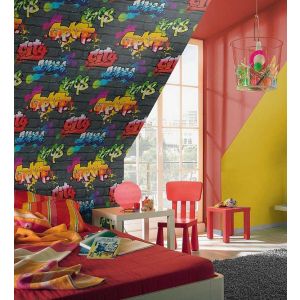 Papel pintado gaulan muro de grafiti estilo urbano juvenil multi 5.33m²