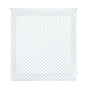 Estor enrollable infantil 150x180  blanco con estrellas turquesa
