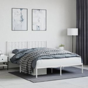 Cama -150x200 cm de metal con cabecero blanca