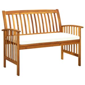 Banco de jardín con cojines 119 cm madera maciza de acacia es5262