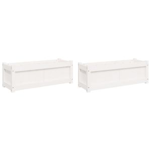 vidaXL jardineras de exterior 2 unidades madera maciza de pino blanco