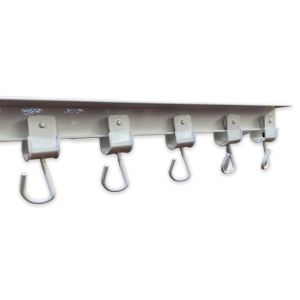 Riel para cortina exterior con poleas  blanco (240 ctms. De riel+10 poleas)