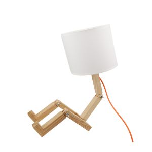 Lámpara de mesa madera y textil: luz moderna para noche y escritorio