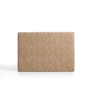Cabecero ágata para cama de 90 de tela camel 115x115x8. Matris