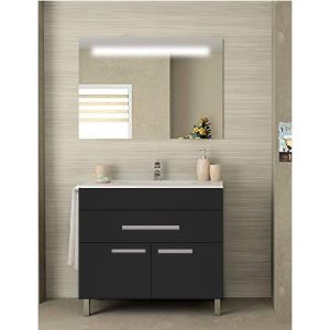 Mueble de baño bahia con lavabo y espejo 90x45cm grafito