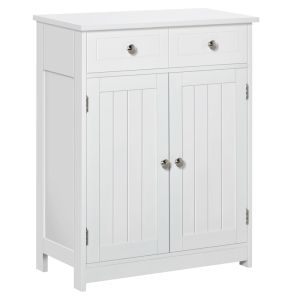 Armario de baño 60x30x75 cm mdf color blanco kleankin, hogar - baño
