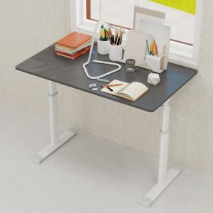 Escritorio ajustable en altura para estudio y oficina metal y madera gris