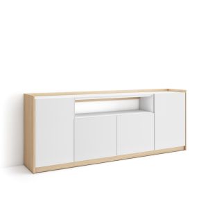Aparador para salón, 207x37x80cm, blanco y roble soft rf4406