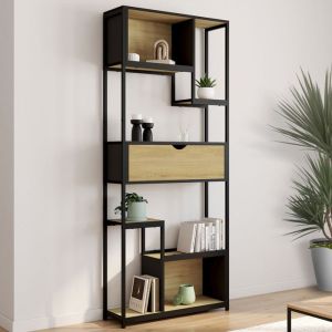 Estantería librería asimétrica - 6 niveles con cajón 161 cm