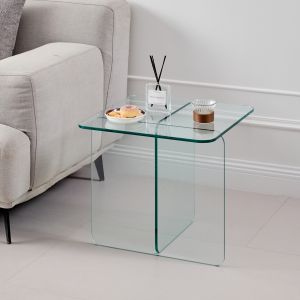 Mesa auxiliar para salón interior exterior vidrio transparente 51x45x45cm