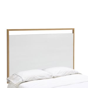 Cabecero 160x4x100 madera blanco, metal dorado