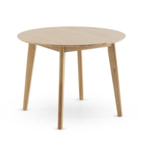 Mesa redonda hevea con sobre roble, 100x100x75cm