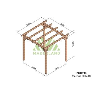 Pérgola de madera laminada - valencia 300x300cm (maderland)