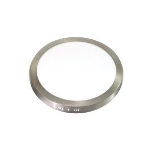 Downlight LED 24w luz fría 6000k. Redondo de superficie acabado acero