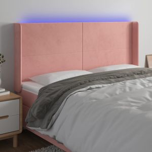 Cabecero con LED de terciopelo rosa 163x16x118/128 cm eso2032