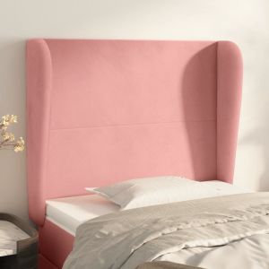 Cabecero con orejas de terciopelo rosa 83x23x118/128 cm eso3266