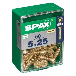 Caja 50 uds. Tornillo madera spax cab. Plana yellox 5,0x25mm