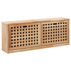Banco zapatero de madera maciza de nogal 94x20x38 cm es4511