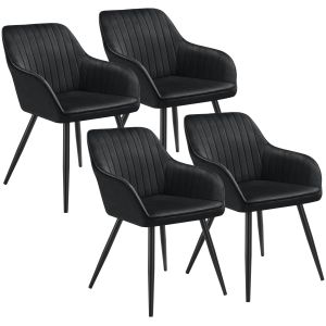 4 sillas de comedor, efecto terciopelo, 58 x 62 x 82 cm negro/negro
