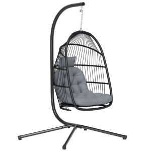 Silla colgante 107x100x196 cm acero, pe color gris Outsunny