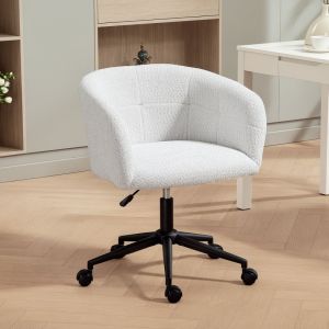 Silla de oficina giratoria tapizada blanco reposabrazos altura ajustable