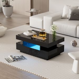 Mesa de centro con LED y 4 cajones negro 36x80x50cm