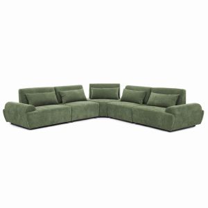 Sofá esquinero modular de 5 plazas con respaldo ajustable 340 cm verde