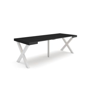 Mesa consola extensible, 58/222x90x73cm, negro, patas madera maciza rf2800