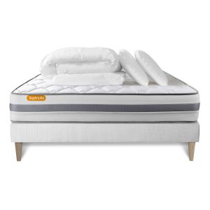 Pack cama completa - colchón 200x200cm + somier de láminas (kit) + 2 almoha