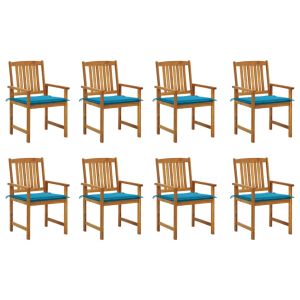 vidaXL sillas de jardín con cojines 8 uds madera maciza de acacia