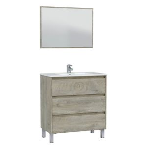 Mueble de baño devin 3 cajones con espejo, sin lavabo, color alaska