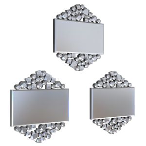 Dekoarte - set de 3 espejos decorativos  diamond hex 30x26 cm
