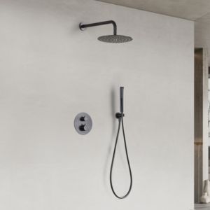 Imex - columna ducha empotrada termostática negra serie nápoles