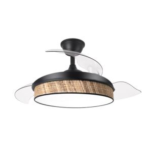 Ventilador dc moda 72w negro/cañizo oscuro 3 aspas