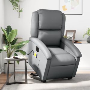 Sillón de masaje elevable eléctrico cuero sintético gris es4539
