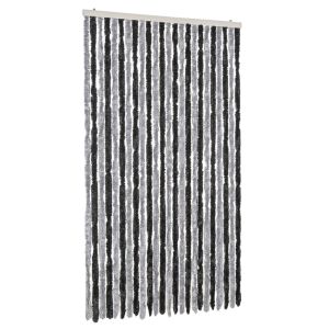 vidaXL cortina antimoscas chenilla gris y negro 100x220 cm